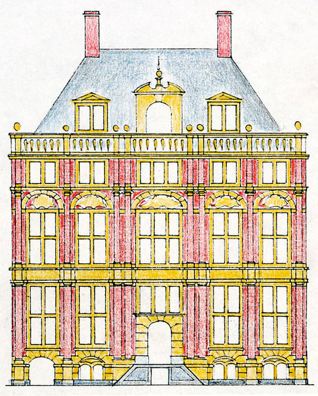 Drawing of entrance Korte Vijverberg 3